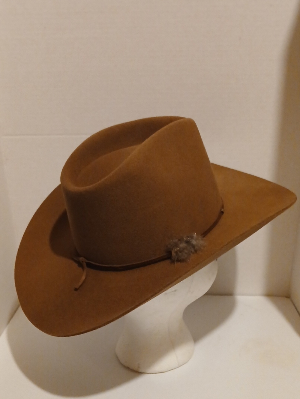 Men's Brown Felt Western Hat with Decorative Feather Band